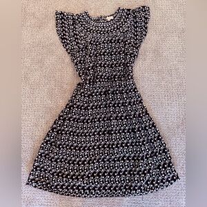 LOFT Black & White Floral-Print Midi Dress